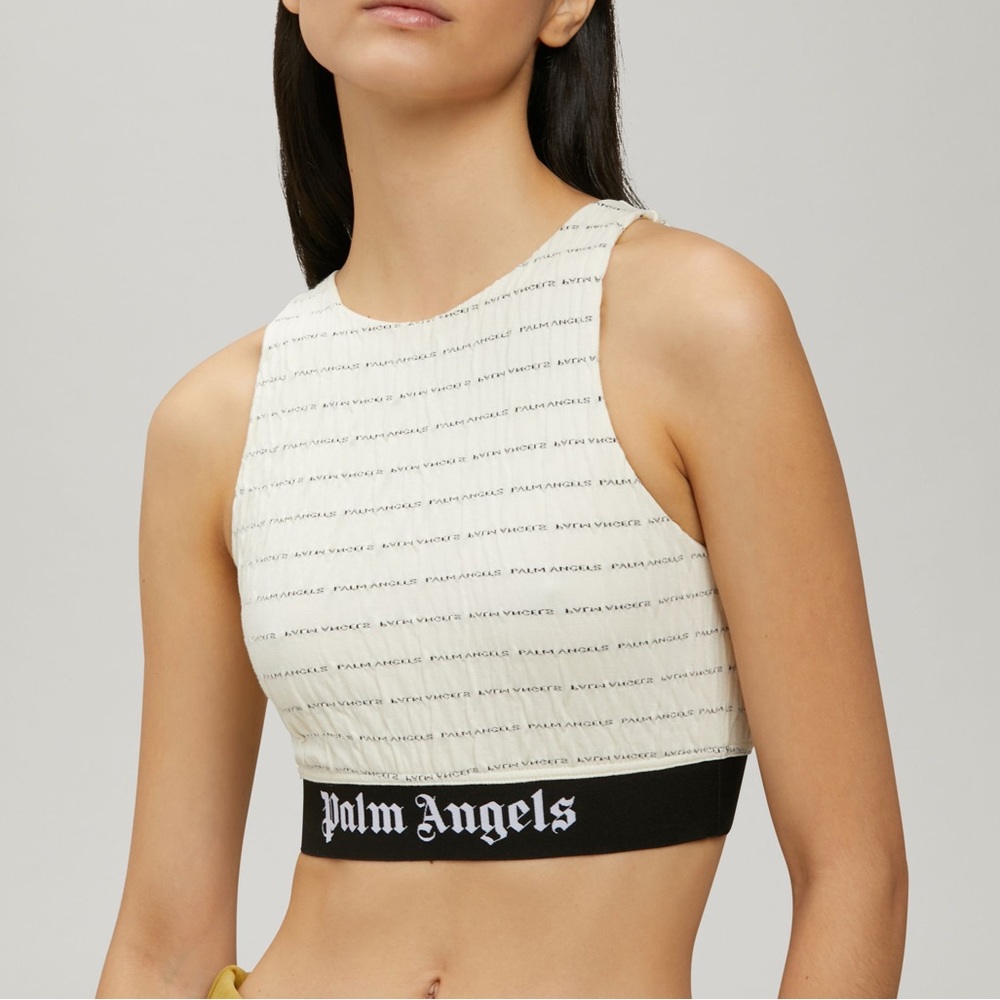 Palm Angels logo print crop top